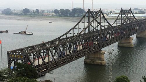 A bridge leading from the Chinese town of Dandong to the North Korean town of Sinuiju. (AAP)