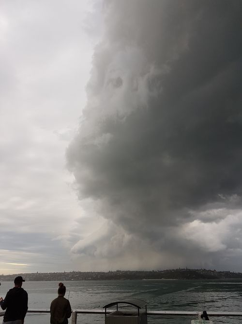 A 'ghostly' looking cloud ahead of storms yesterday afternoon in Clifton Gardens, Mosman. (Supplied/Chi-Ho Kwon)