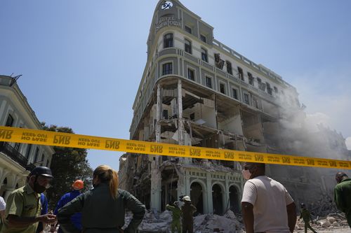 The five-star Hotel Saratoga is severely damaged after an explosion in Old Havana, Cuba, on Friday, May 6, 2022.
