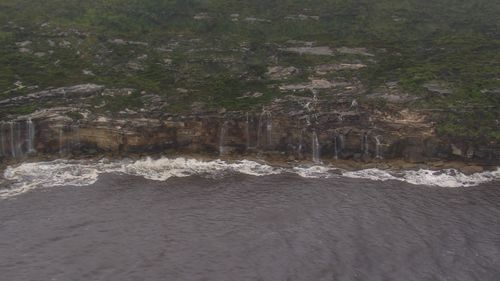 Backwards waterfall at Wattamolla waterfalls near Sydney 