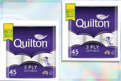 Quilton 3 Ply Toilet Tissue (180 Sheets per Roll, 11x10cm), Pack of 45 
