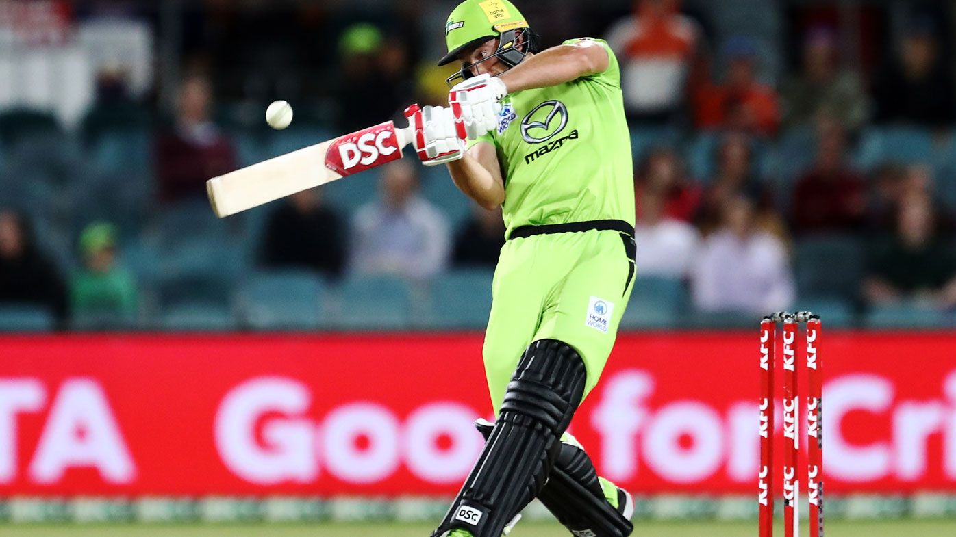 Daniel Sams cracks a stunning six in his match-saving innings. (Getty)