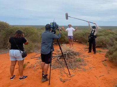 Matty Mills filming Getaway in Western Australia.