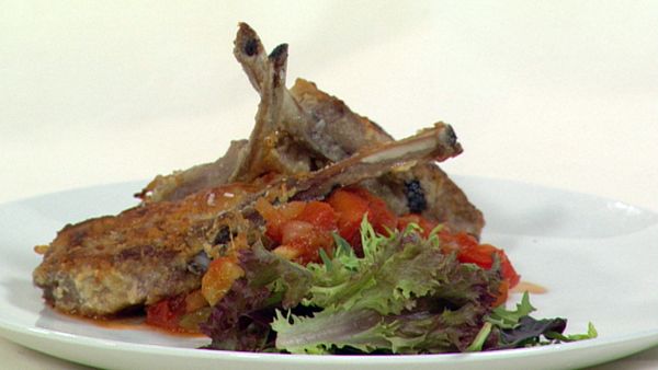 Parmesan crusted lamb cutlets with ratatouille