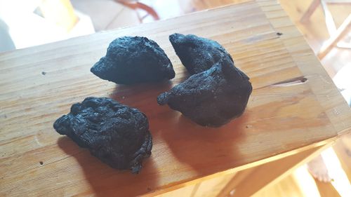 Carbonised pierogi. (9NEWS/Ehsan Knopf)