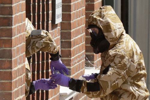 British police are scouring sections of Salisbury and Amesbury in England, searching for a container feared to be contaminated with traces of the deadly nerve agent Novichok. Picture: AAP