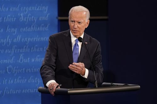 Democratic presidential candidate former Vice President Joe Biden answers a question during the second and final presidential debate Thursday, October 22, 2020.