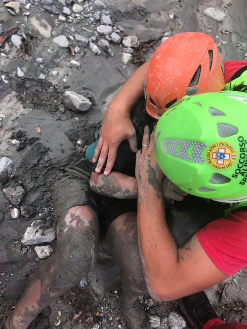 An eight year-old girl is rescued by the mountain rescue service in the gorge of Raganello where ten people were killed.