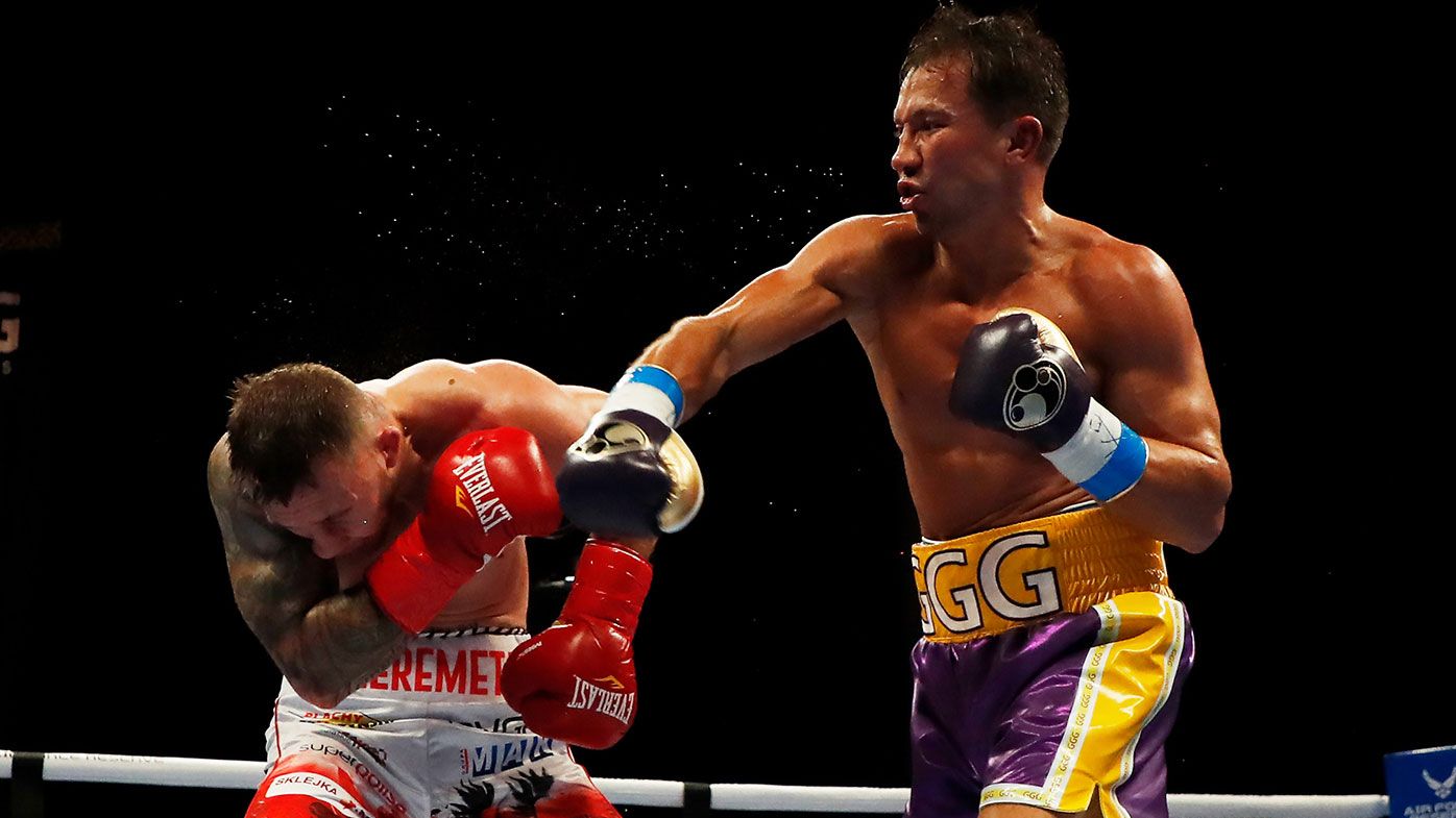 Gennadiy Golovkin lands a blow to Kamil Szeremeta in their IBF Middleweight title bout at Seminole Hard Rock Hotel &amp; Casino on December 18, 2020