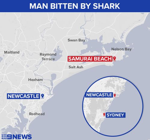 A swimmer has been bitten by a shark off Samurai Beach in Port Stephens.