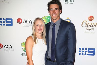 Mitchell Starc and fellow Australian cricketer Alyssa Healy.