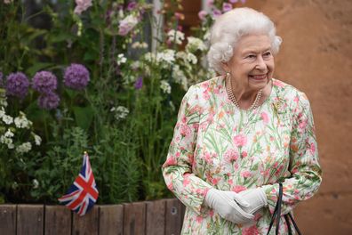 Queen Elizabeth II during an event in celebration of The Big Lunch initiative at The Eden Project at the G7 Summit on June 11, 2021 in Cornwall, England, wearing the Botswana Millet Brooch