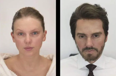 Taylor Swift shared this transformation photo at the end of her music video for The Man.