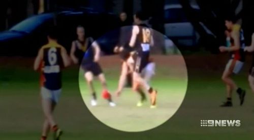 Salisbury West Football Club player Adam Jones could be banned from Adelaide football for life over a violent incident in which he kneed a Trinity Old Scholars opponent in the face.