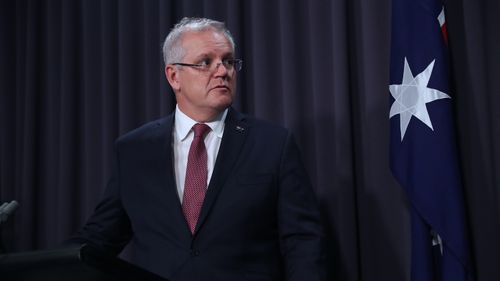 Prime Minister Scott Morrison speaks during a Press Conference in Canberra, Sunday, March 29. 2020. 