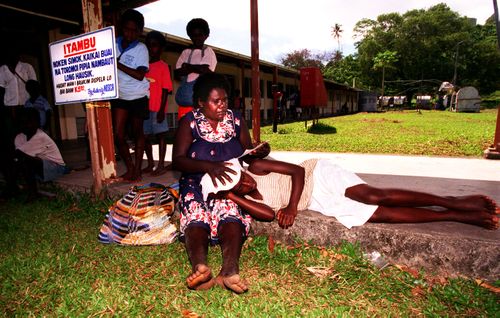 Naomi (11yrs) walked a whole day through the jungle with her aunt (also Naomi) to get treatment for cerebral malaria at what remains of Arawa Hospital in Papua New Guinea where they treat 140 patients a day.