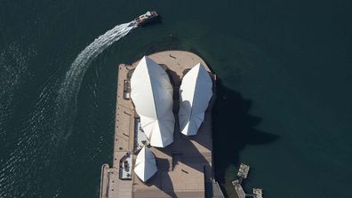 An aerial view of the Sydney Opera House on April 22, 2020 in Sydney, Australia. Restrictions have been placed on all non-essential business and strict social distancing rules are in place across Australia in response to the COVID-19 pandemic. (Photo by Ryan Pierse/Getty Images)