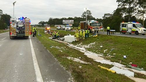 Truck rollover forces closure of Bruce Highway at Palmview