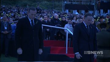 Prime Minister Tony Abbott attended the Gallipoli dawn service with New Zealand Prime Minister John Key. (9NEWS)
