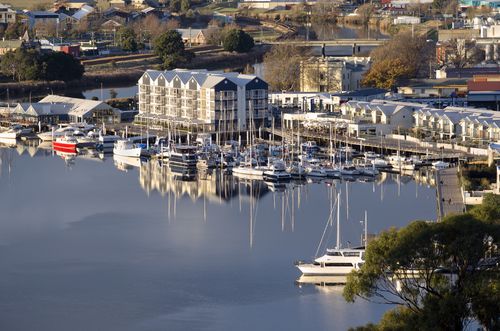 Reflections at Home Point, Tamar River, Launceston, Tasmania, Australia.