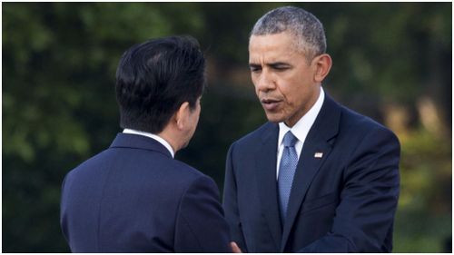 U.S. President Barack Obama with Prime Minister of Japan, Shinzo Abe, during his historic visit to Japan earlier this year. (AFP)
