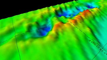 This 3D map shows the imprint of the seabed after much of HMS Exeter was removed.