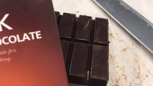 Mary told 9news.com.au she found the maggot in the block of chocolate she purchased on Saturday. (Supplied)