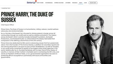 Prince Harry as seen on the BetterUp website