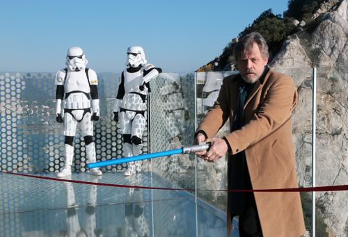 Hamill opening the Skywalker bridge walk at Gibraltar last week. (AAP)