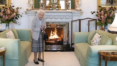 Queen Elizabeth II waits in the Drawing Room before receiving Liz Truss for an audience at Balmoral, where Truss was be invited to become Prime Minister and form a new government, in Aberdeenshire, Scotland, Tuesday, September 6, 2022