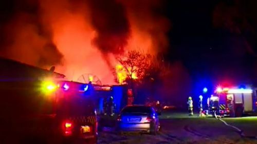 Fire tears through farm shed north-west of Sydney's CBD