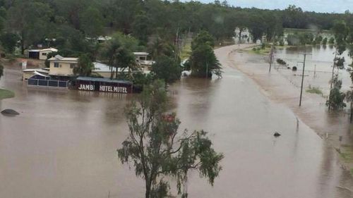 The small town of Jambin was evacuated overnight after Callide Dam overflowed. (9NEWS)