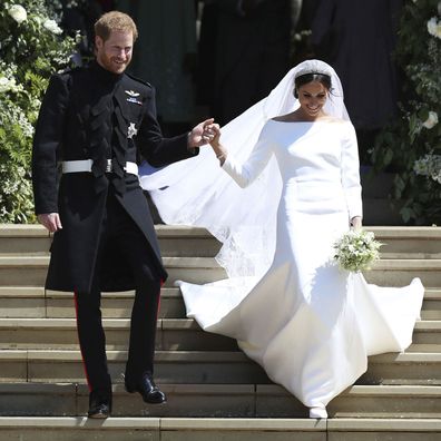 Prince Harry and Meghan Markle on the day of their 2018 royal wedding.