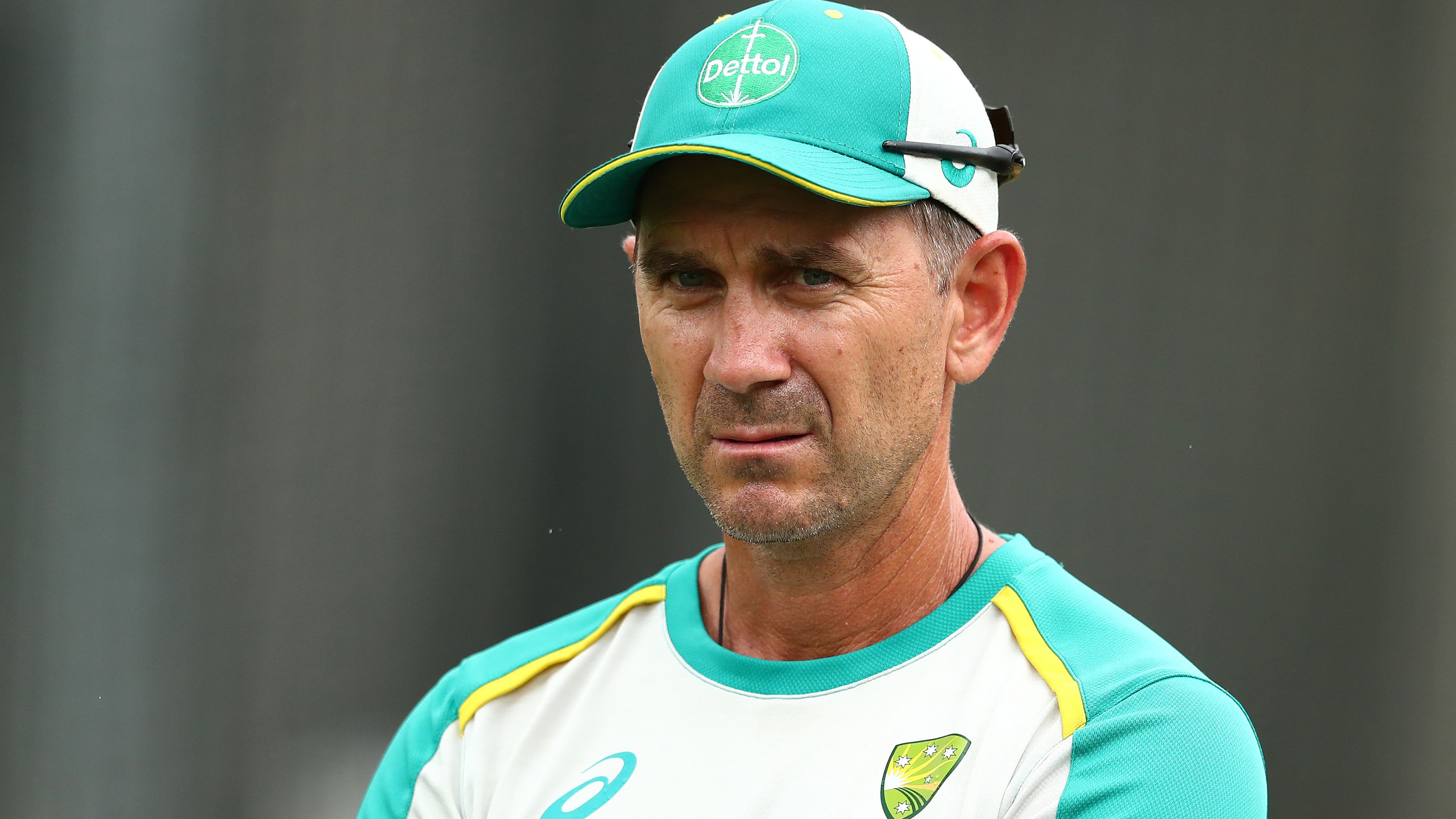 Justin Langer during an Australia Ashes squad practice session at The Gabba.