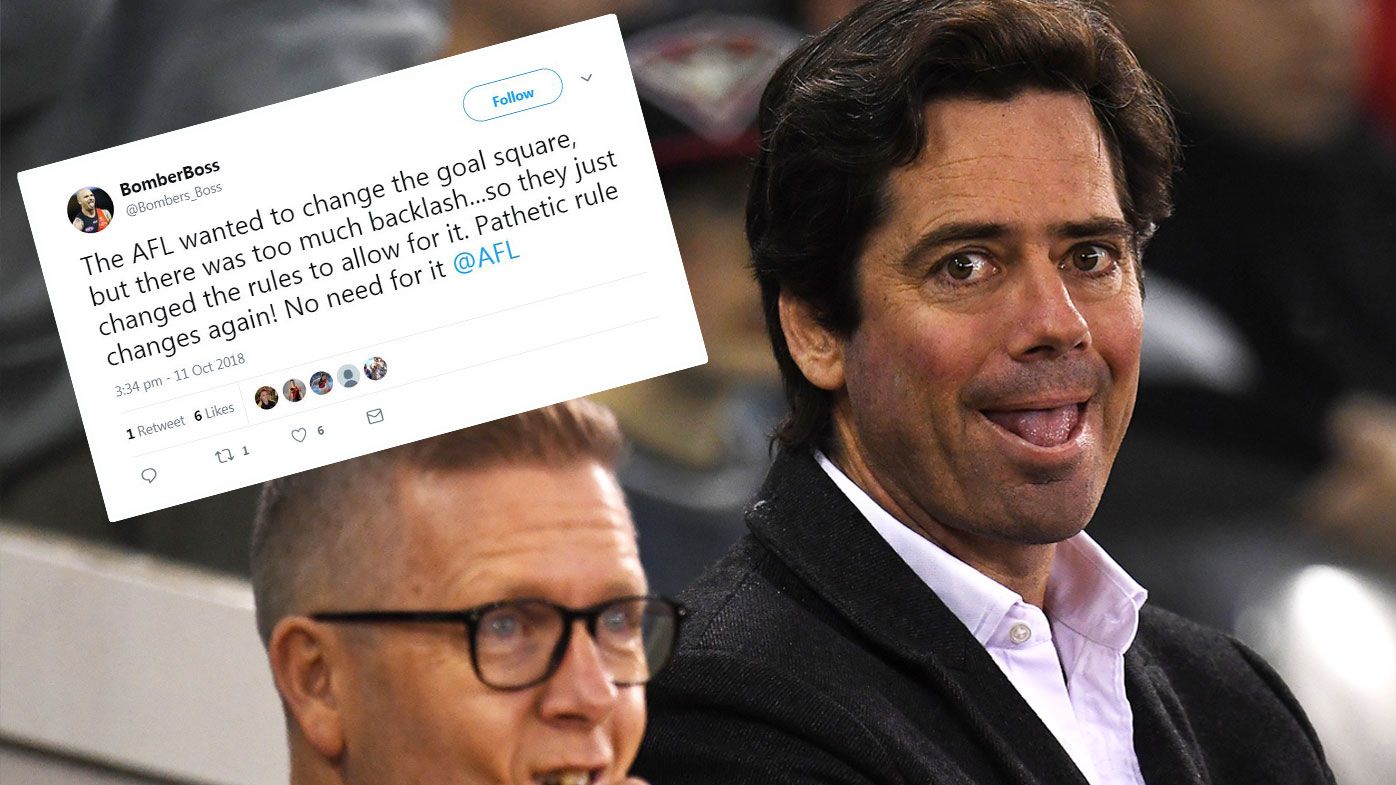 Fans flock to Twitter to blast AFL goalsquare rule change