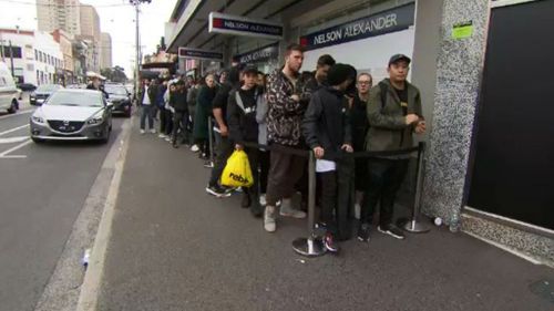 Fans flock to the Fitzroy pop up of Kanye West's store. (9NEWS)