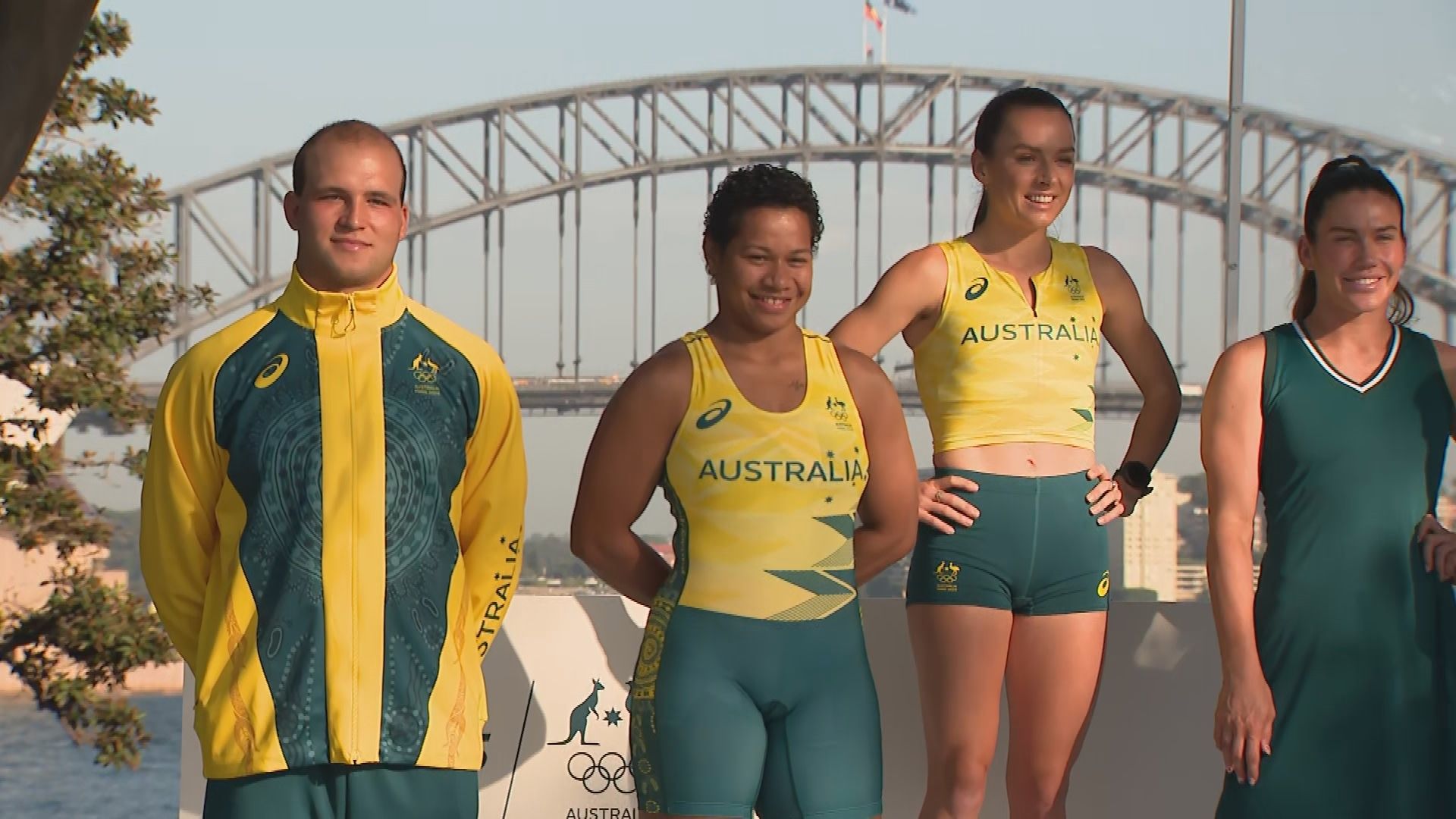 Australian athletes show off the official Paris 2024 kits.