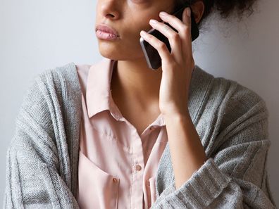 Woman on phone call.