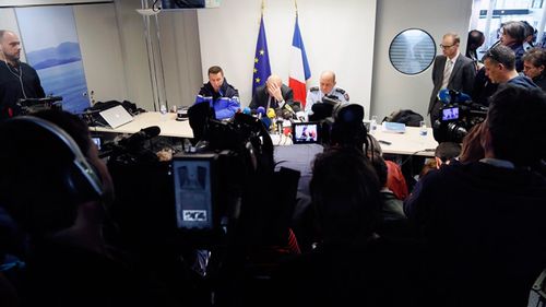 French prosecutor of Marseille, Brice Robin, holds a press conference announcing the co-pilot Andreas Lubitz deliberately crashed the plane. (AAP)