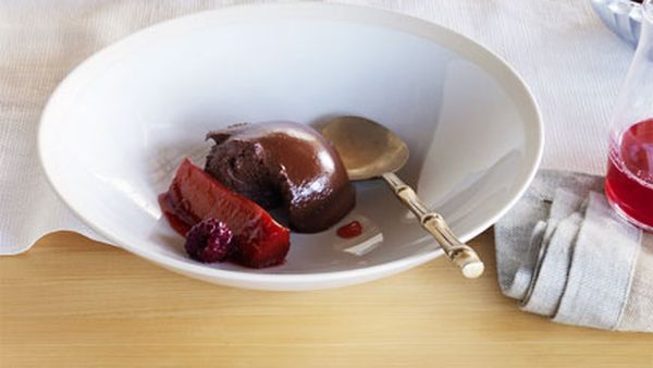 Mark Best: Chocolate chantilly with raspberry-poached rhubarb
