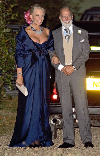 HRH Princess Michael of Kent and HRH Prince Michael of Kent arrive at the home of Lady Annabel Goldsmith for the evening reception.