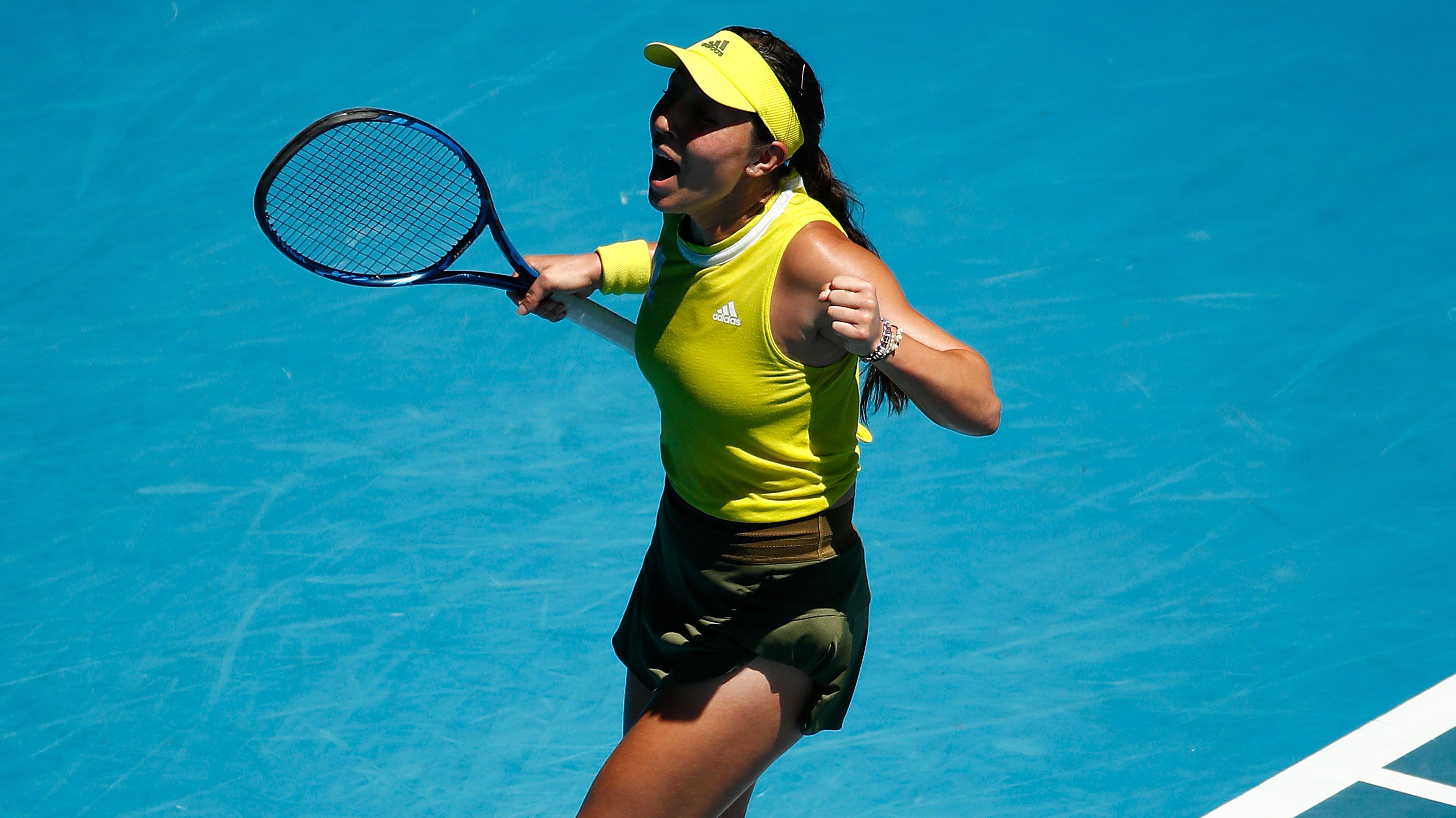 Jessica Pegula celebrates her Australian Open fourth round win.