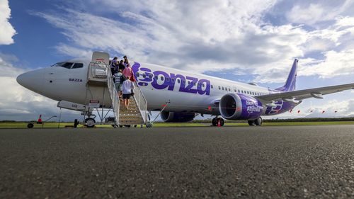 Bonza passengers board plane