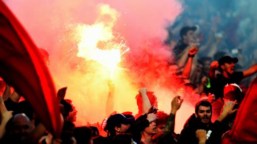 Three football fans charged after Sydney A-League derby