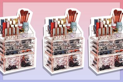 9PR: 3set Jewellery Storage Box Acrylic Cosmetic Organisers Pink Makeup Organizer Holder Box 6 Drawers Clear
