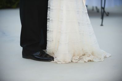 Bride and groom standing together