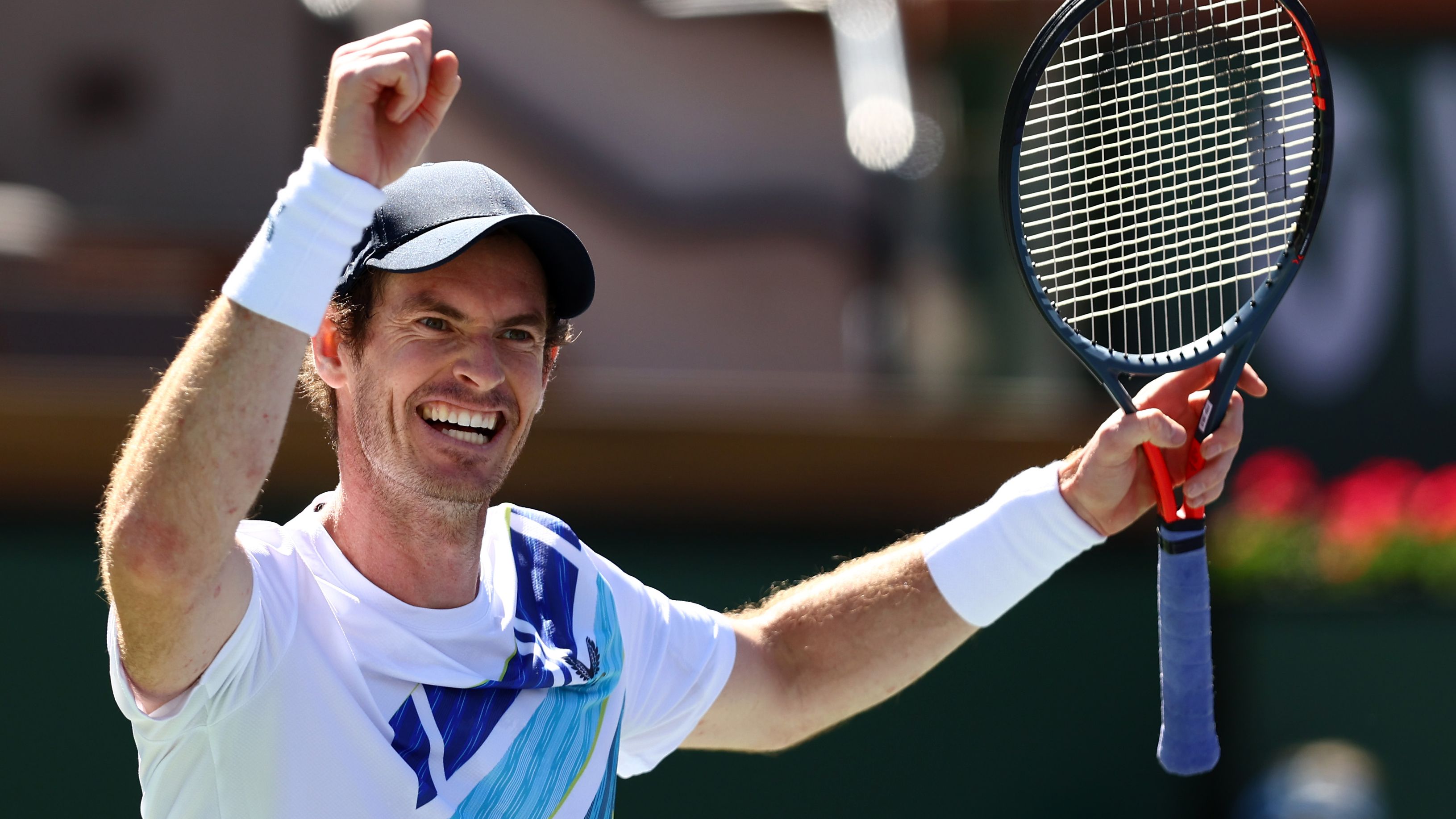 Andy Murray celebrates match point and his 700th tour victory against Taro Daniel.