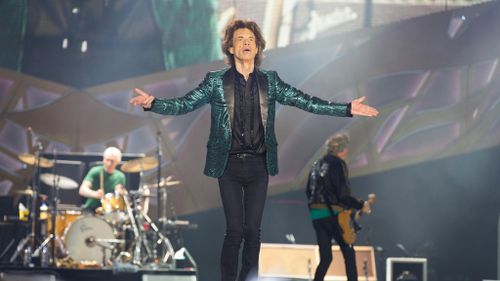 The Rolling Stones' Mick Jagger performs as part of their 14 On Fire Tour at Adelaide Oval on Saturday, October 25. (AAP)