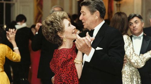 Nancy and Ronald Reagan dancing in the White House. (Getty)