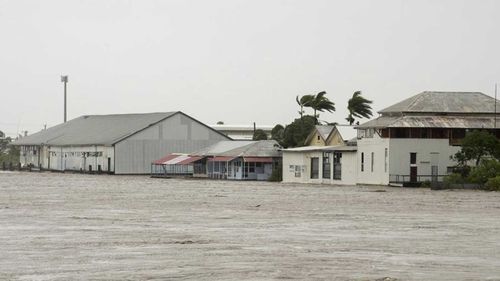 The Fitzroy River swelled in Rockhampton. 